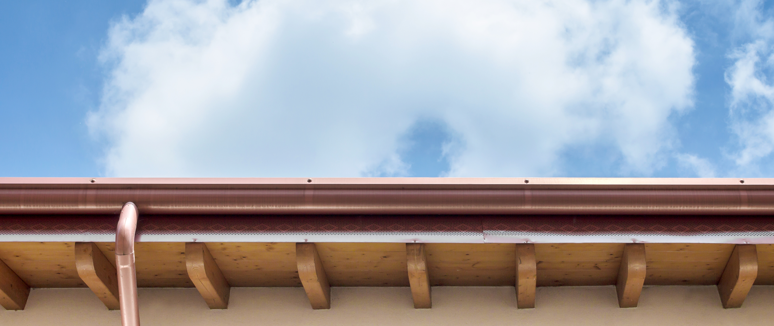 Seamless gutters installed on a home